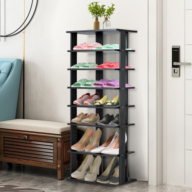 7-Tier Dual Shoe Rack with Practical Free-Standing Shelves
