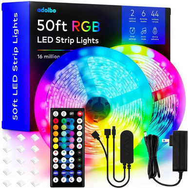 50-Foot RGB LED Strip Lights with 44-Key Remote (1- or 2-Pack) - 2 Pack