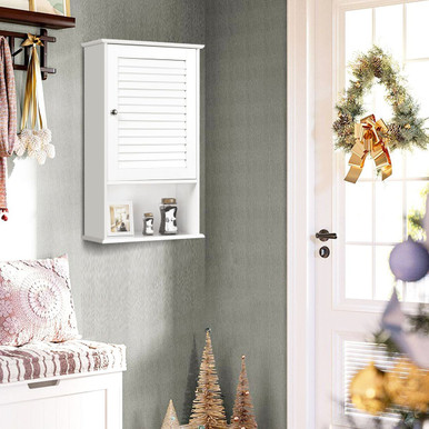 Bathroom Wall-Mounted Storage Cabinet with Single Door & Height-Adjustable Shelf
