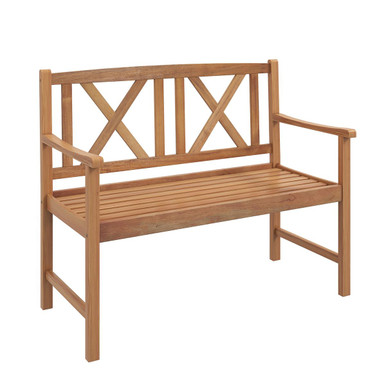 2-Person Wood Outdoor Bench with Cozy Armrest & Backrest