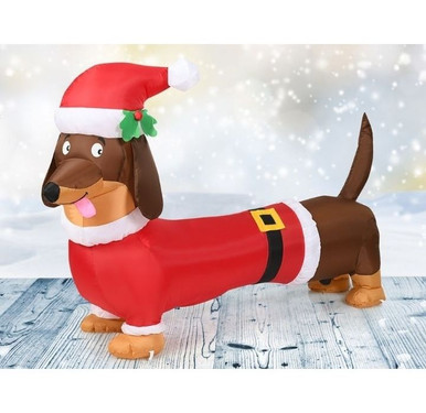 Inflatable 5-foot Christmas Dog with LED Lights