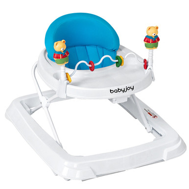 Height-Adjustable Folding Baby Walker with High Back and Padded Seat