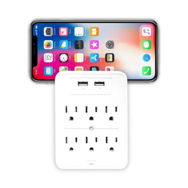 6-Port AC & 2 USB Charging Station (1- to 4-Pack) - 6 Outlet 2-Port USB 540J Surge Protect