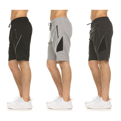 Men's French Terry Shorts with Zipper Pockets (3-Pack) - Small / Medium