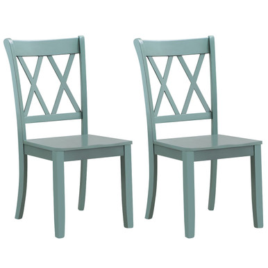 Cross Back Rubberwood Dining Room Chairs (Set of 2)