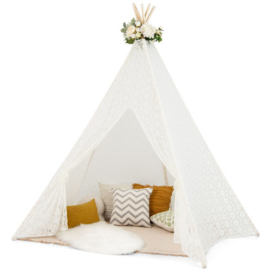 Kids' Lace Conical Tent with Colorful String Lights