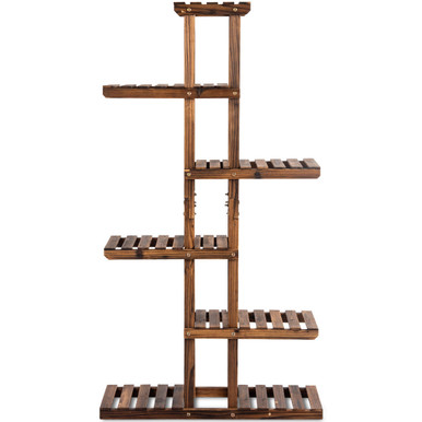 6-Tier Garden Wooden Shelf Storage Plant Rack Stand
