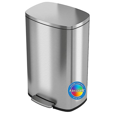 iTouchless SoftStep 13.2 Gallon Trash Can with AbsorbX Odor Filter System