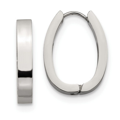 Polished Hinged Hoop Stainless Steel Earrings