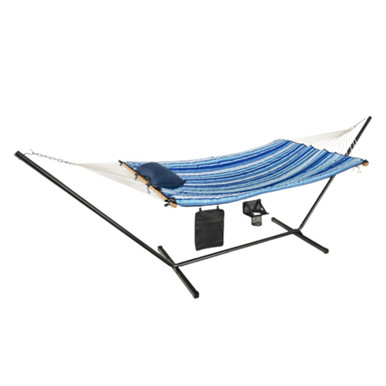 Cotton Hammock with Stand, Pillow, and Cup Holder