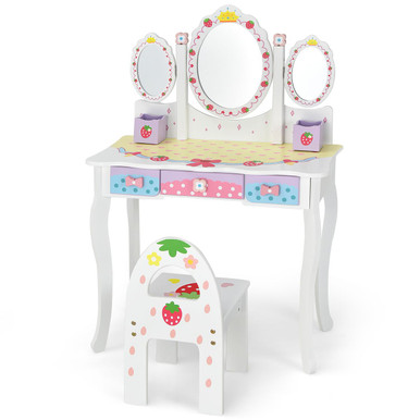 Kids' Vanity Set with Tri-Fold Mirror