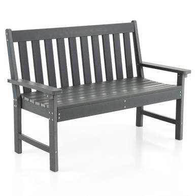 All-Weather HDPE 2-Person Garden Bench with Backrest and Armrests