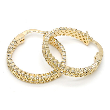 Gold-Filled High-Polish Nugget Hoop Earrings with Micro Pavé Setting