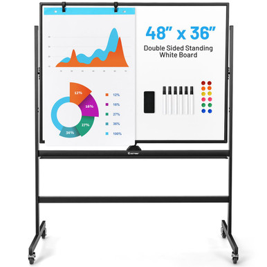 48 x 36-Inch Mobile Magnetic Double-Sided Reversible Whiteboard