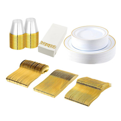 NewHome™ 175-Piece Disposable Gold Dinnerware Set