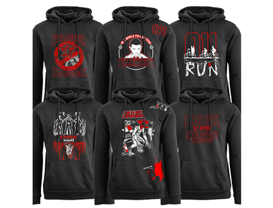 Stranger Things Themed Pullover Hoodie - A. V. Club 1983 Hawkins Middle School - Black / S