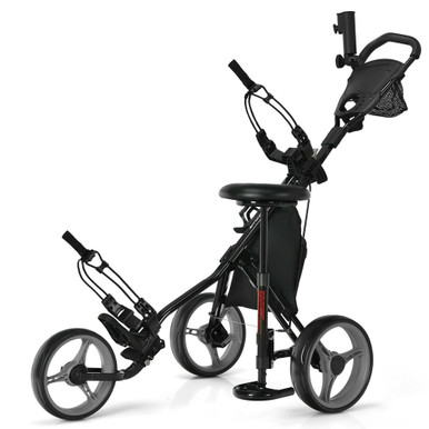 Folding 3-Wheel Golf Cart with Seat - Blue