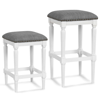 3-Height Square Saddle Stools with Footrests & Padded Seats (Set of 2)