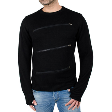 Indigo Star® Men’s Crewneck Pullover Sweater with Zipper Detail - Small