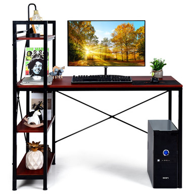 Costway 47.5'' Compact Computer Desk with 4-Tier Storage