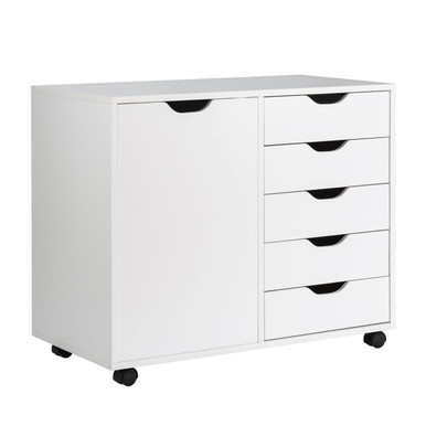 White Rolling 5-Drawer Cabinet