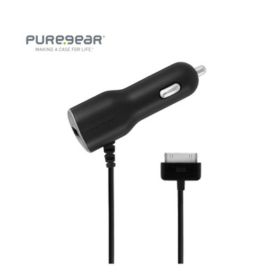 PureGear 30-Pin 10W MFI Certified Car Charger for Apple iPhone