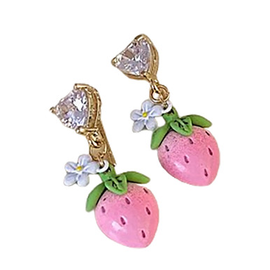 14K-Gold Plated Strawberry Hanging Earring
