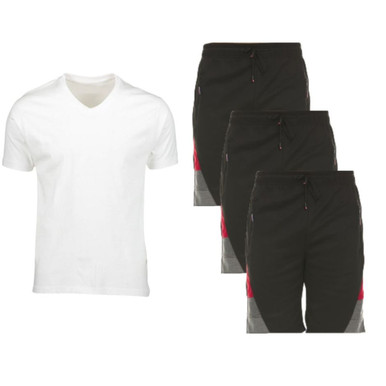 4-Piece Men's Moisture-Wicking Shorts and V-Neck T-Shirt - Small/Medium