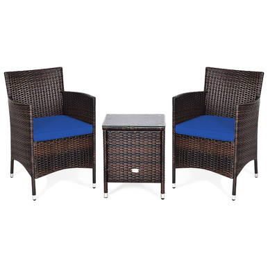 Costway Outdoor 3-Piece Rattan Wicker Furniture Set