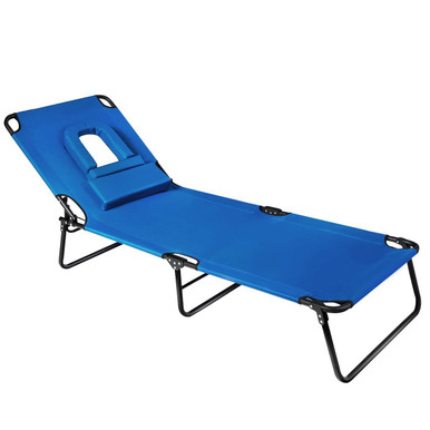 Beach Chaise Lounge with Face Hole and Removable Pillow