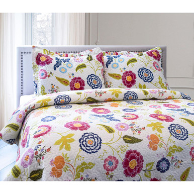 Amber Floral 3-Piece Quilt Set - King