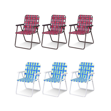 Folding Beach Camping Lawn Web Chair (6-Pack) - Red