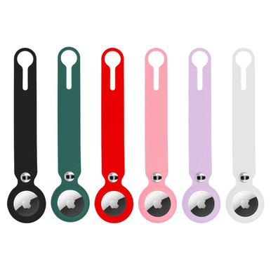 Protective Leather Case Cover with Collapsible Loop AirTag Keychain (6-Pack)