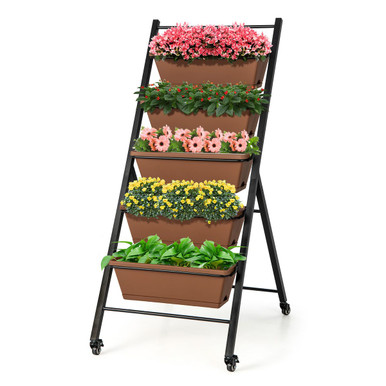5-Tier Vertical Raised Garden Bed Planter with Wheels