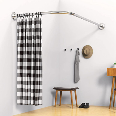 NewHome&trade; Curved Corner L-Shaped Curtain Shower Rod