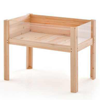 30-Inch Wooden Raised Garden Bed with Transparent Sides