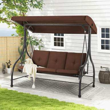 3-Seat Outdoor Swing Hammock with Adjustable Tilt Canopy