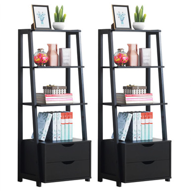 Costway 4-Tier Modern Wood Bookshelf (2-Piece)