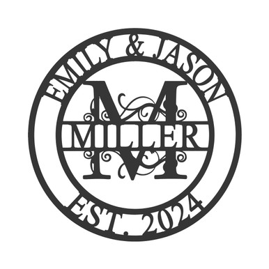 Personalized Split Letter Metal Family Sign Monogram - 12 inch / Raw Steel (can rust)