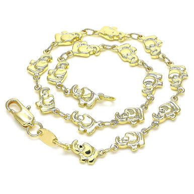 18K Gold-Filled High-Polish 10-Inch Elephant Link Anklet