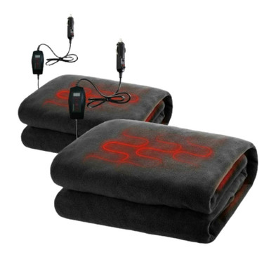 Zone Tech Classic Black 12V Car Heated Travel Blanket (2-Pack)