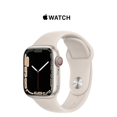 Apple® Watch 7, 41mm, GPS + Cellular, Starlight, MKH83LL/A (2021)