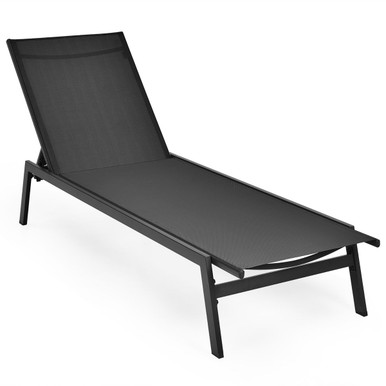 Outdoor Reclining Chaise Lounge Chair with 6-Position Adjustable Back