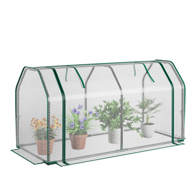 47.5 x 21.5 x 24-Inch Mini Greenhouse with Roll-up Zipper Door