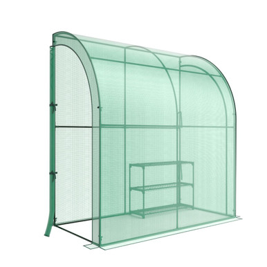 7 x 3.5 x 7-Foot Lean-to Greenhouse with Flower Rack