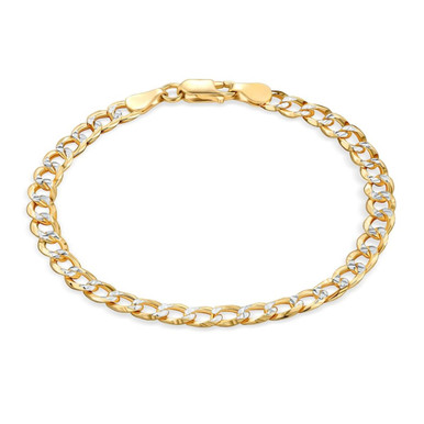7-Inch 14K-Gold-Plated .925 Sterling Silver 3mm Solid Cuban Diamond-Cut Bracelet