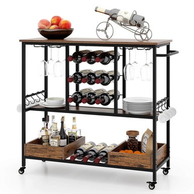 3-Tier Home Serving Cart on Wheels