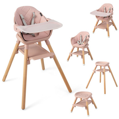 6-in-1 Convertible Wooden Highchair and Feeding Chair