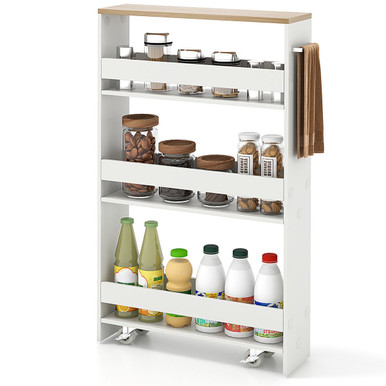 4-Tier Slim Rolling Storage Cart on Wheels with Open Shelves & Handle