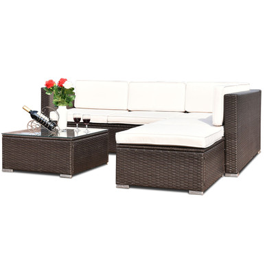 Goplus 6-Piece Outdoor Patio Rattan Furniture Set